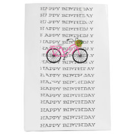 Bolsa De Regalo Mediana FELIZ DÍA DE NACIMIENTO BICICLETA Pink Verano Dive