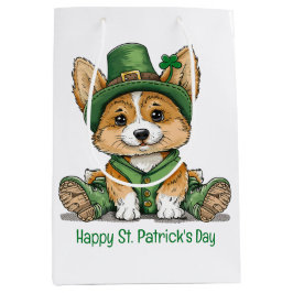 Bolsa De Regalo Mediana Feliz Día de San Patricio Perro Corgi