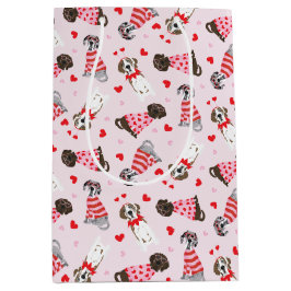 Bolsa De Regalo Mediana Feliz Día de San Valentín grandes perros daneses