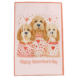 Bolsa De Regalo Mediana Feliz Día de San Valentín Perros Goldendoodle