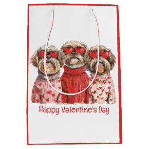 Bolsa De Regalo Mediana Feliz día de San Valentín perros Shih Tzu