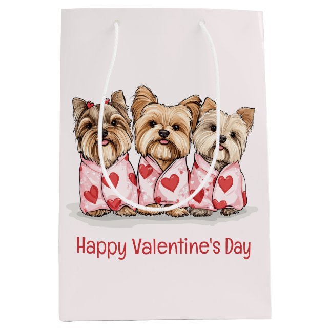 Bolsa De Regalo Mediana Feliz Día de San Valentín Perros Terribles de York (Anverso)