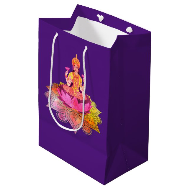 Bolsa De Regalo Mediana Feliz Diwali - Diosa Deepalavi Lakshmi 4 (Angulo Anverso)