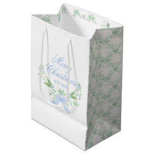 Bolsa De Regalo Mediana Feliz estribillo navideño y bribón azul
