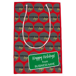BOLSA DE REGALO MEDIANA FELIZ FESTIVIDAD LOGO DE NEGOCIOS VERDE ROJO MARCA