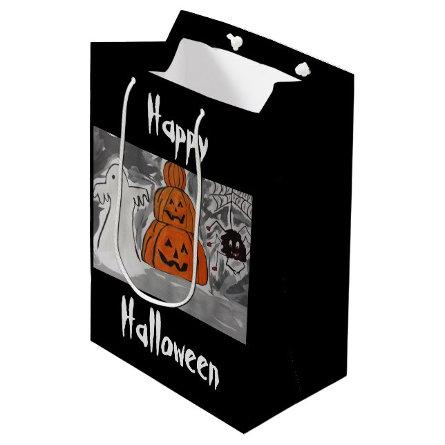 Bolsa De Regalo Mediana Feliz Halloween (Angulo Anverso)
