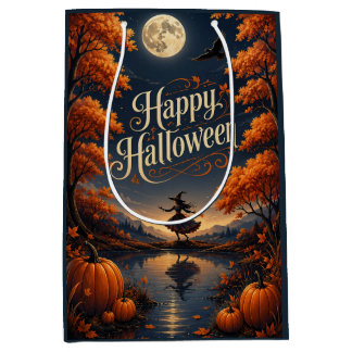 Bolsa De Regalo Mediana Feliz Halloween Otoño Encantado Calabaza