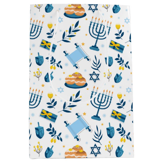 Bolsa De Regalo Mediana Feliz Hanukkah Menorah Gift Bag (Anverso)