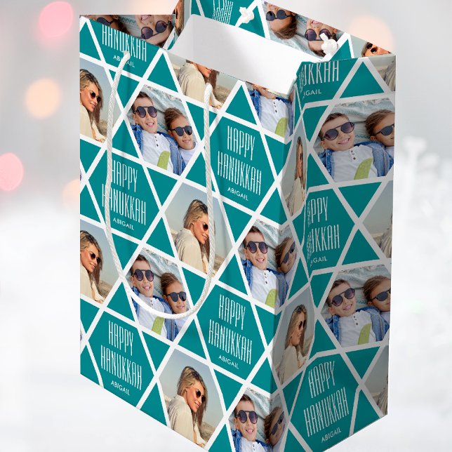 Bolsa De Regalo Mediana Feliz Hanukkah Nombre personalizado Fotos Estrella (Subido por el creador)