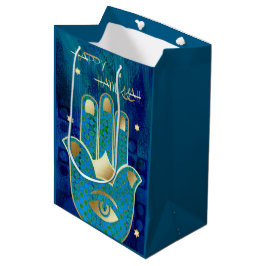 Bolsa De Regalo Mediana Feliz Hanukkah. Símbolo de la suerte de Hamsa