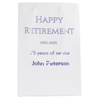 Bolsa De Regalo Mediana Feliz jubilación gris nombre año años de servicio
