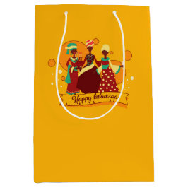 Bolsa De Regalo Mediana Feliz Kwanzaa 3 Damas de Amarillo