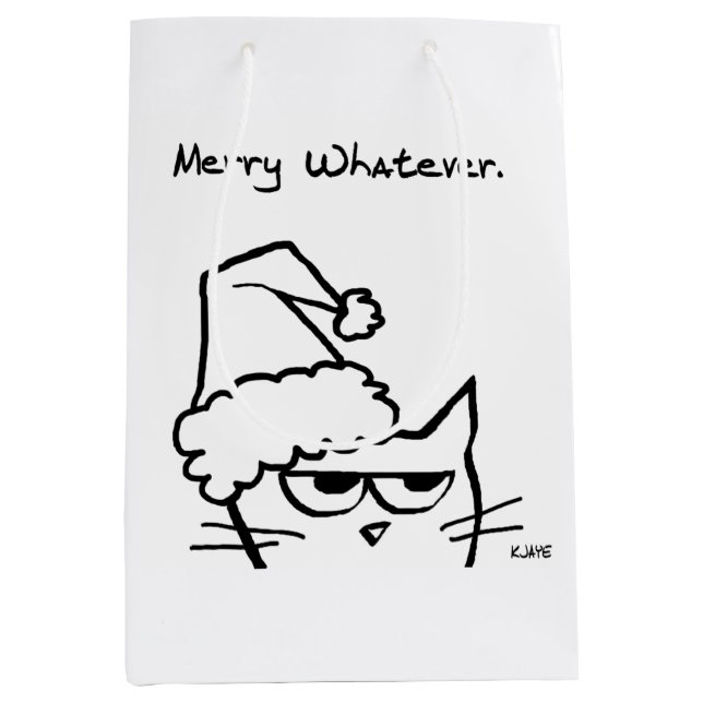 Bolsa De Regalo Mediana Feliz lo que sea - Navidades gruñidos del gato (Anverso)