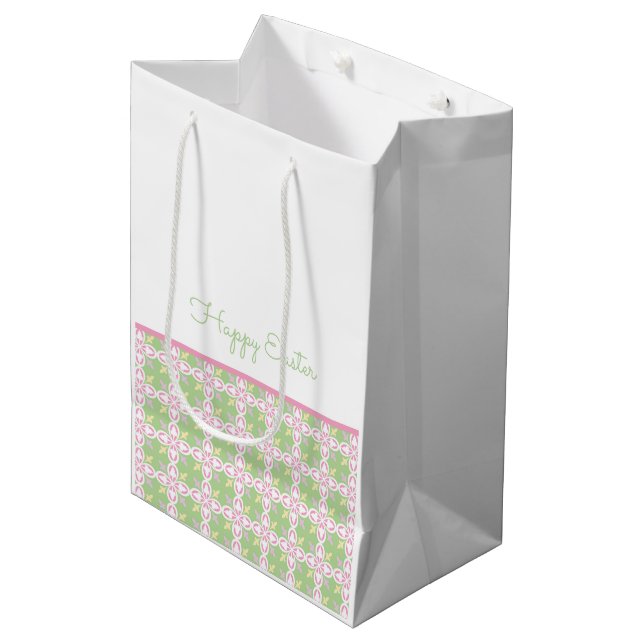Bolsa De Regalo Mediana Feliz Moda del patrón Pastel de Pascua Primavera (Angulo Anverso)