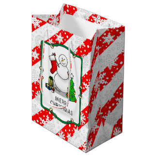 Bolsa De Regalo Mediana Feliz Navidad 2 Árbol reaccionando a Snowman