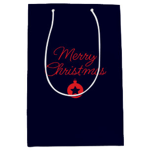 Bolsa De Regalo Mediana Feliz Navidad Black Rock Azul Clásico Único