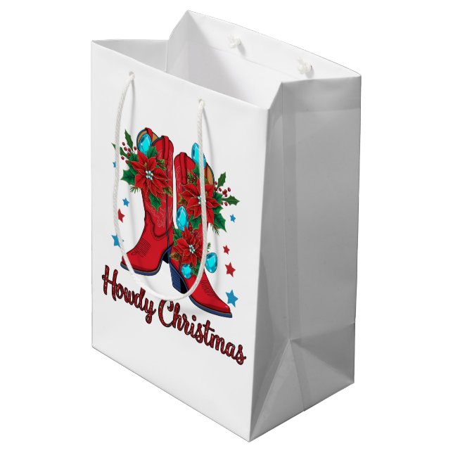 Bolsa De Regalo Mediana Feliz Navidad Botas  (Angulo reverso)