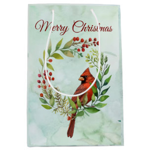 Bolsa De Regalo Mediana Feliz Navidad Clásico Cardenal