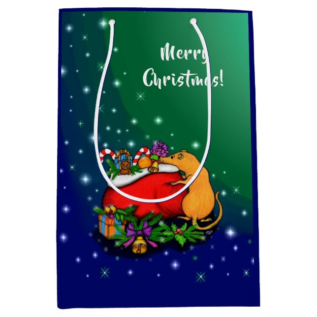 Bolsa De Regalo Mediana Feliz Navidad con el príncipe rata (Anverso)