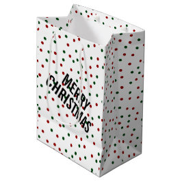 Bolsa De Regalo Mediana Feliz Navidad Confetti Polka Dots Red Green