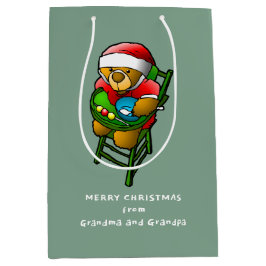 Bolsa De Regalo Mediana Feliz Navidad de Osito de Peluche
