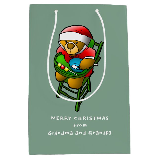 Bolsa De Regalo Mediana Feliz Navidad desde Teddy Bear (Anverso)