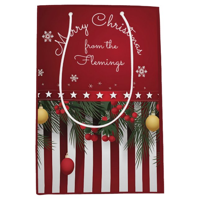 Bolsa De Regalo Mediana Feliz Navidad desde (tu familia) (Anverso)