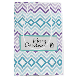 Bolsa De Regalo Mediana Feliz Navidad Deseos Patrón Chevron