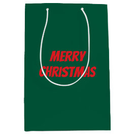 Bolsa De Regalo Mediana Feliz Navidad elegante verde y rojo personalizado 
