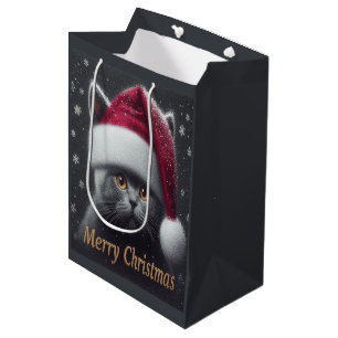Bolsa De Regalo Mediana Feliz Navidad, gato de Bombay, navidad, gato de Sa