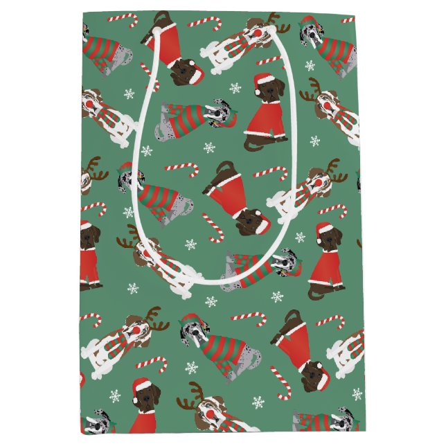 Bolsa De Regalo Mediana Feliz Navidad Grandes perros daneses (Anverso)