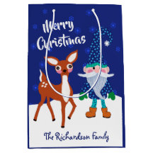 Feliz Navidad Medianoche Blue Gnome Deer