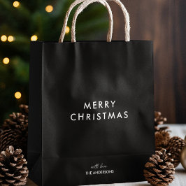 Bolsa De Regalo Mediana Feliz Navidad Nombre Personalizado Negro