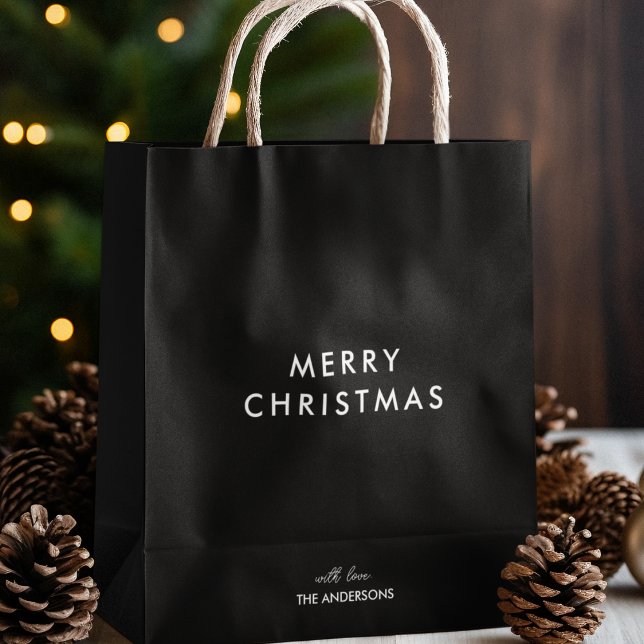 Bolsa De Regalo Mediana Feliz Navidad Nombre Personalizado Negro (Subido por el creador)