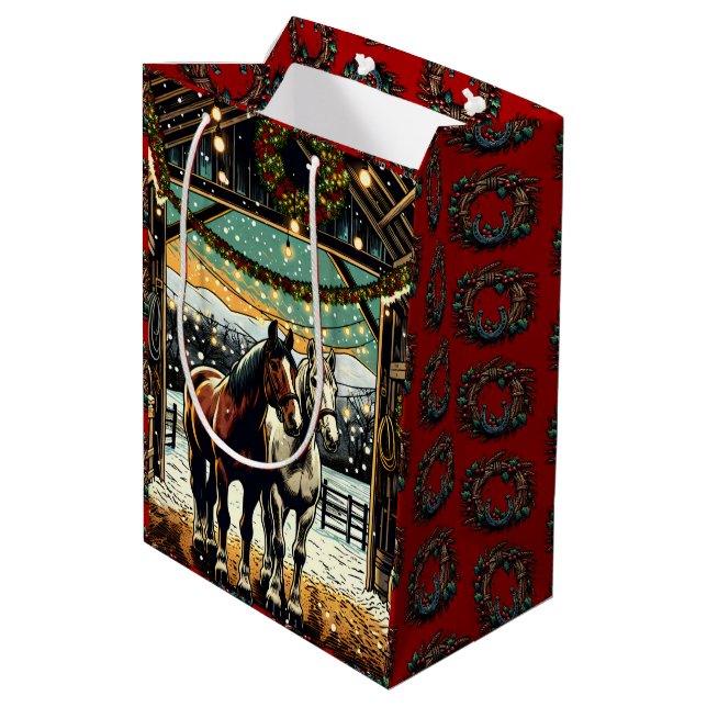 Bolsa De Regalo Mediana Feliz Navidad Personalizados Hornos (Angulo reverso)