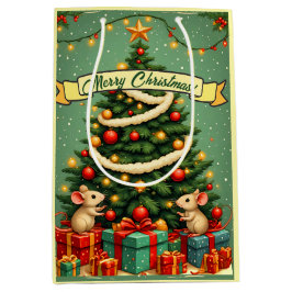 Bolsa De Regalo Mediana Feliz Navidad Ratones Árbol de Navidad Victoriano