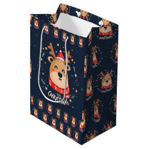 Bolsa De Regalo Mediana Feliz Navidad Rudolph