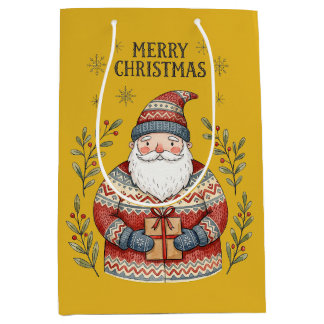 Bolsa De Regalo Mediana Feliz Navidad Santa Claus