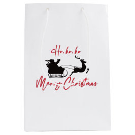 Bolsa De Regalo Mediana Feliz Navidad Santa Sleigh y renos