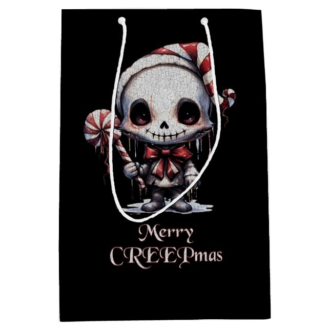 Bolsa De Regalo Mediana Feliz Navidad Spooky Gothic (Anverso)