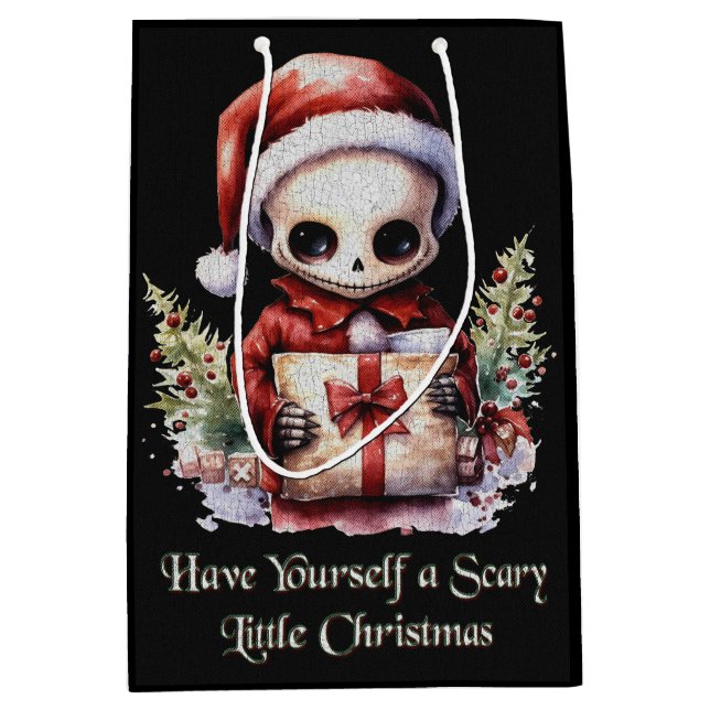Bolsa De Regalo Mediana Feliz Navidad Spooky Gothic (Anverso)