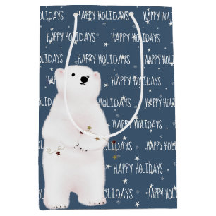 Bolsa De Regalo Mediana FELIZ Oso Polar FERIADO En Las Estrellas