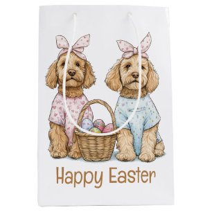 Bolsa De Regalo Mediana Feliz Pascua Perros Goldendoodle
