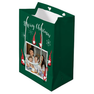 Bolsa De Regalo Mediana Feliz Personalizado navideño foto con divertidos G