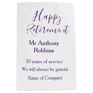 Bolsa De Regalo Mediana Feliz retiro añadir nombre años de servicio jubila