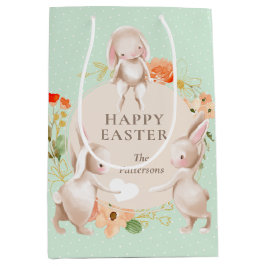 Bolsa De Regalo Mediana Feliz Semana Santa Conejo Floral Personalizado