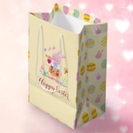 Bolsa De Regalo Mediana Feliz Semana Santa de Abundantes Rosa Jardín Huevo