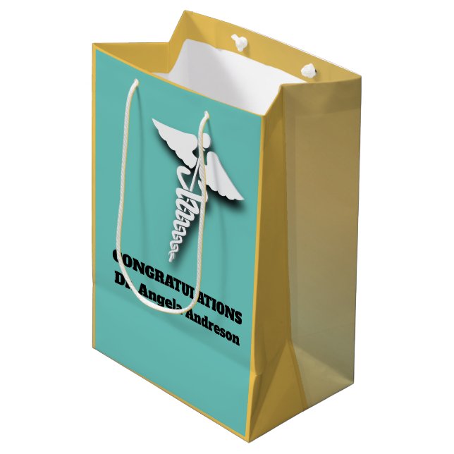Bolsa De Regalo Mediana Fenómeno Caduceus Médica Adulto Verde azulado Feli (Angulo Anverso)