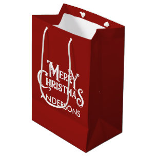 Bolsa De Regalo Mediana Feria personalizada Navidad rojo