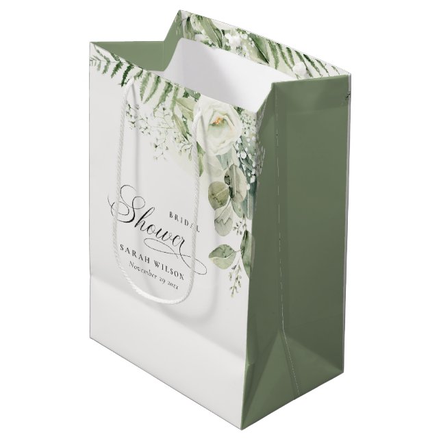 Bolsa De Regalo Mediana Fern Eucalyptus Greenery Foliage Bridal Shower (Angulo Anverso)